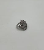 White Brilliant Diamonds Symbol Halo Pave Set 14K White Gold Statement Ring