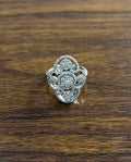 White Brilliant Diamonds Symbol Halo Pave Set 14K White Gold Statement Ring