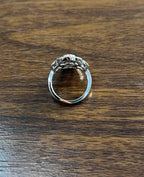 White Brilliant Diamonds Symbol Halo Pave Set 14K White Gold Statement Ring