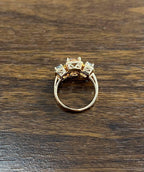 Orange Pink Peach Morganite & Blue Aquamarine 14K White Gold Diamond Ring