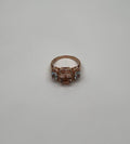 Orange Pink Peach Morganite & Blue Aquamarine 14K White Gold Diamond Ring