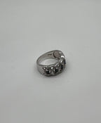 Round Blue Sapphires Diamonds Accents 14K White Gold Statement Band Ring