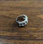 Round Blue Sapphires Diamonds Accents 14K White Gold Statement Band Ring