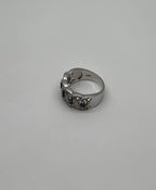 Round Blue Sapphires Diamonds Accents 14K White Gold Statement Band Ring
