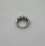 Round Blue Sapphires Diamonds Accents 14K White Gold Statement Band Ring