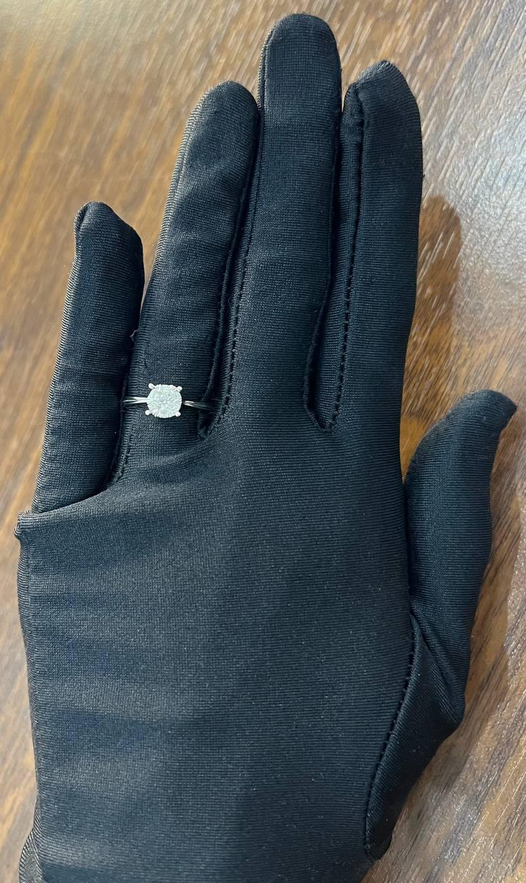 Diamond Cluster Halo 14K White Gold Dainty Promise Ring