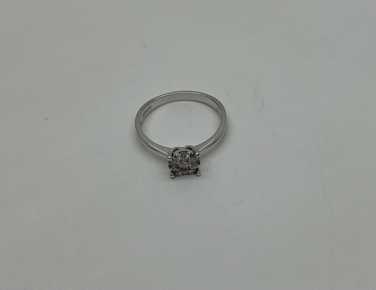 Diamond Cluster Halo 14K White Gold Dainty Promise Ring