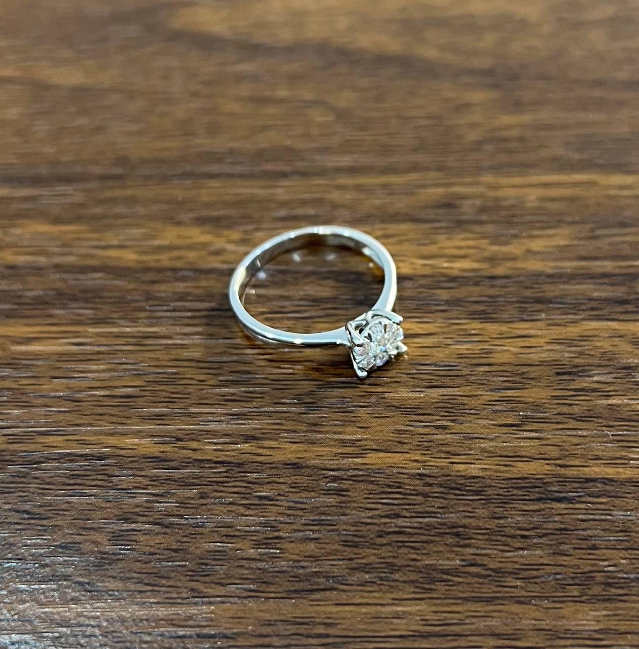 Diamond Cluster Halo 14K White Gold Dainty Promise Ring