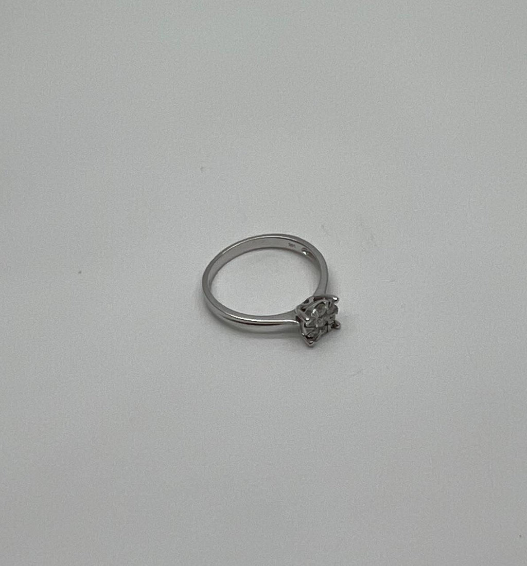 Diamond Cluster Halo 14K White Gold Dainty Promise Ring