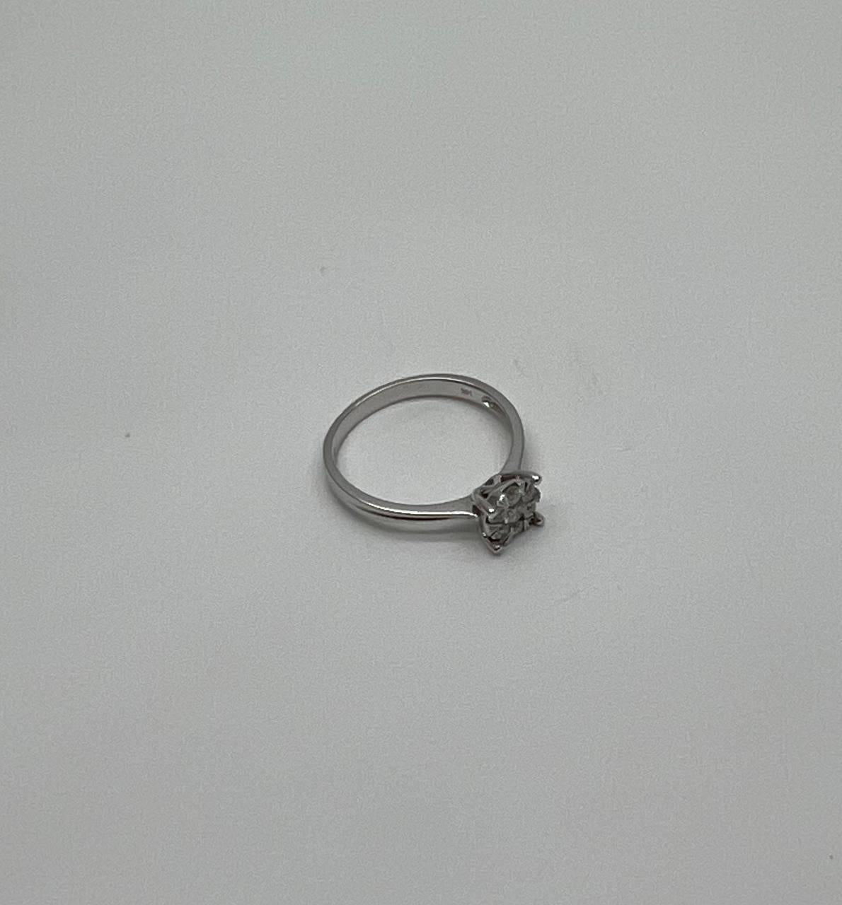 Diamond Cluster Halo 14K White Gold Dainty Promise Ring