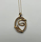White Champagne Cognac Diamonds 14K Yellow Gold Swirl Statement Pendant Necklace