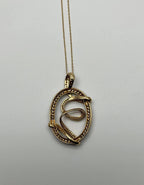 White Champagne Cognac Diamonds 14K Yellow Gold Swirl Statement Pendant Necklace