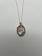 White Champagne Cognac Diamonds 14K Yellow Gold Swirl Statement Pendant Necklace