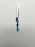 Blue Topaz Amethyst Briolette Floral Diamond Black White Gold Pendant Necklace