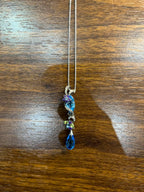 Blue Topaz Amethyst Briolette Floral Diamond Black White Gold Pendant Necklace