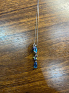 Blue Topaz Amethyst Briolette Floral Diamond Black White Gold Pendant Necklace