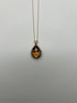 Pear Tear Drop Shape Orange Citrine with Brown Diamonds Halo 14K Gold Necklace