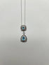 Fancy Blue Topaz White Diamond Halo 14K White Gold Fancy Drop Pendant Necklace
