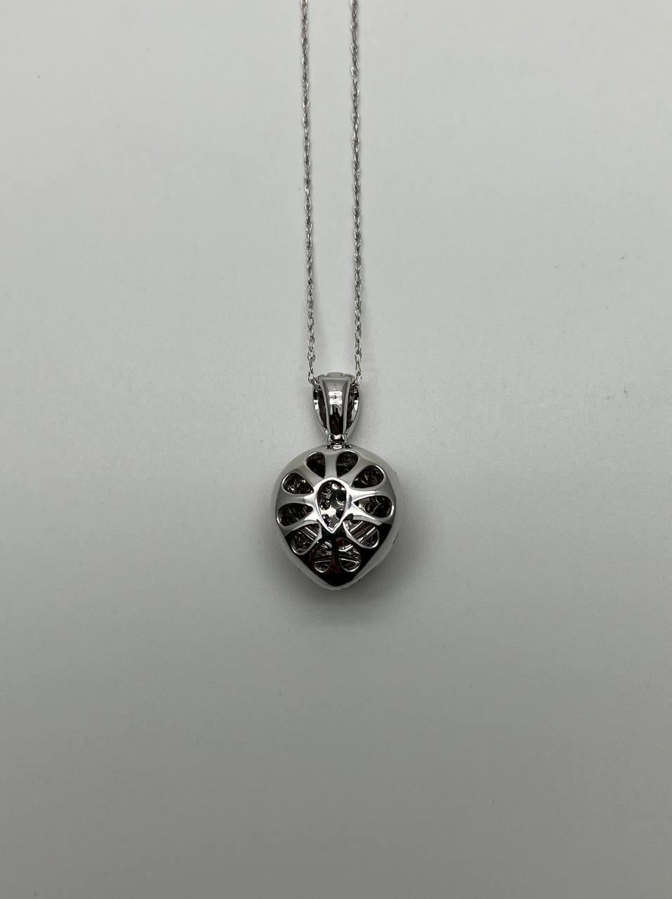 Heart Shape Champagne Brown Cognac Diamonds White Gold Chain Pendant Necklace