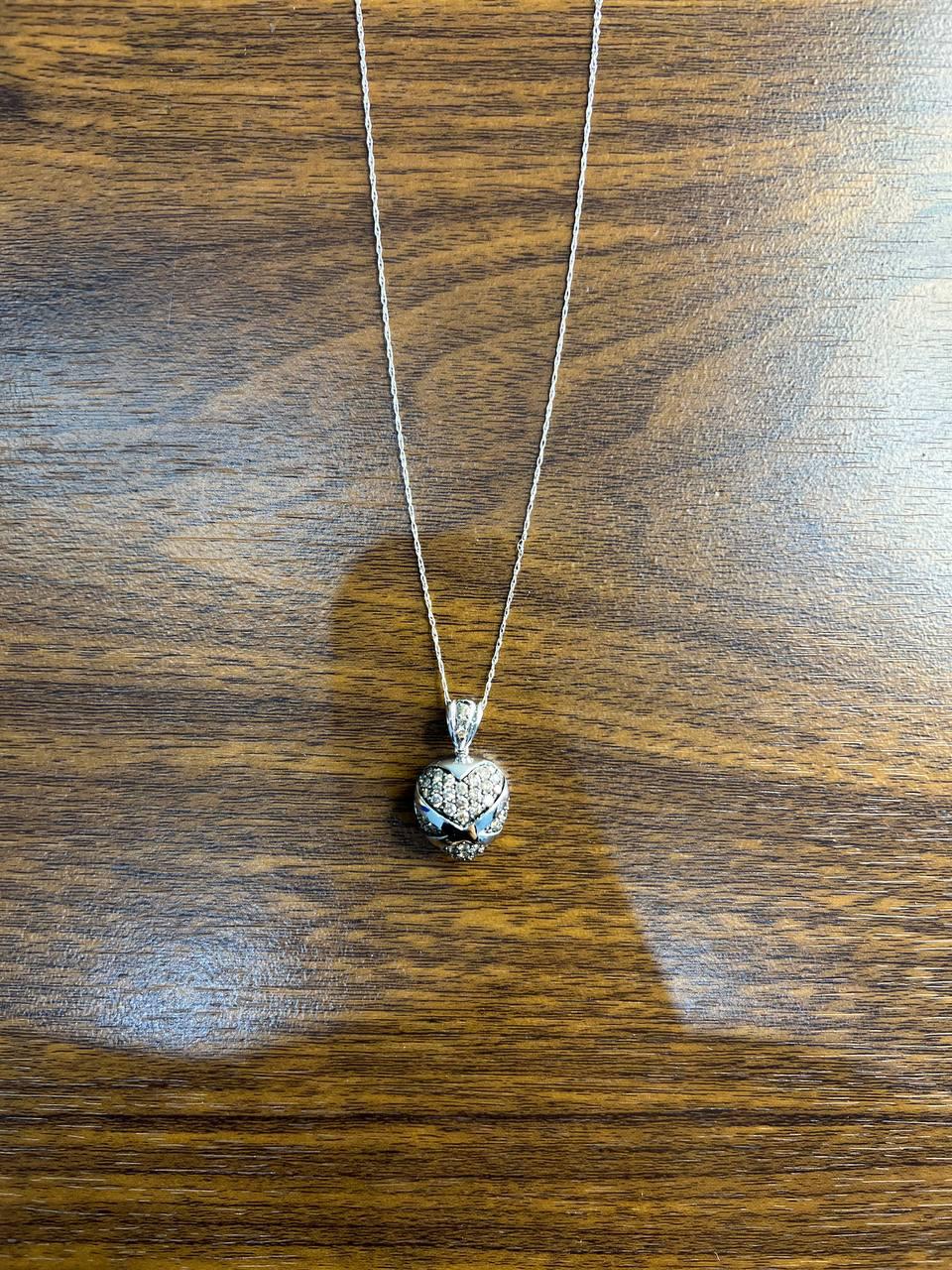 Heart Shape Champagne Brown Cognac Diamonds White Gold Chain Pendant Necklace