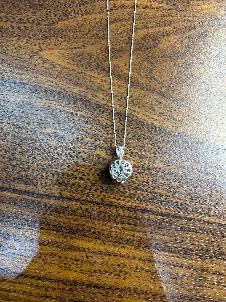 Heart Shape Champagne Brown Cognac Diamonds White Gold Chain Pendant Necklace