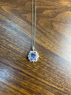 Violet Amethyst Halo Diamonds Citrine Blue Topaz 14K White Gold Pendant Necklace