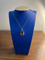Dark Orange Citrine Tear Drop Shape Diamond Gemstone 14K Gold Pendant Necklace