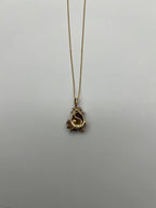 Dark Orange Citrine Tear Drop Shape Diamond Gemstone 14K Gold Pendant Necklace