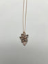 Gold Floral Leaf White Champagne Diamond Statement 14K Gold Pendant Necklace