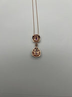 Fancy Violet Amethyst Diamond Halo 14K Rose Gold Fancy Drop Pendant Necklace