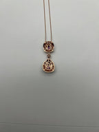 Fancy Violet Amethyst Diamond Halo 14K Rose Gold Fancy Drop Pendant Necklace