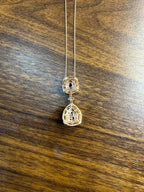 Fancy Violet Amethyst Diamond Halo 14K Rose Gold Fancy Drop Pendant Necklace