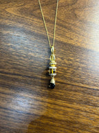 Smoky Brown Yellow Quartz Orange Citrine 14K Gold Diamonds Pendant Necklace