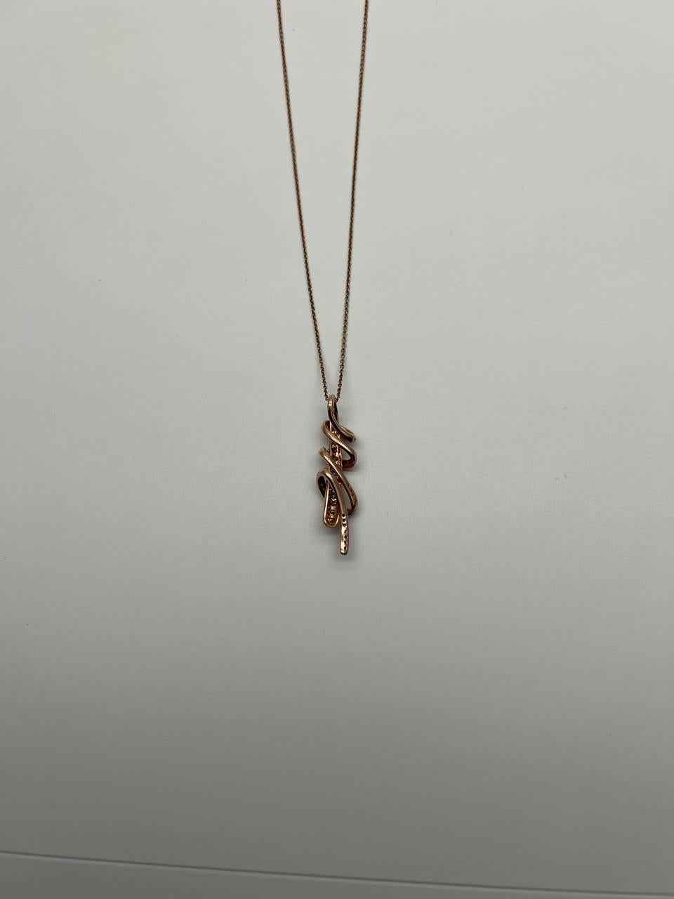 White Champagne Cognac Diamonds 18K Rose Gold Swirl Statement Pendant Necklace