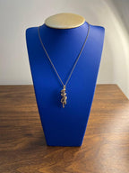 White Champagne Cognac Diamonds 18K Rose Gold Swirl Statement Pendant Necklace
