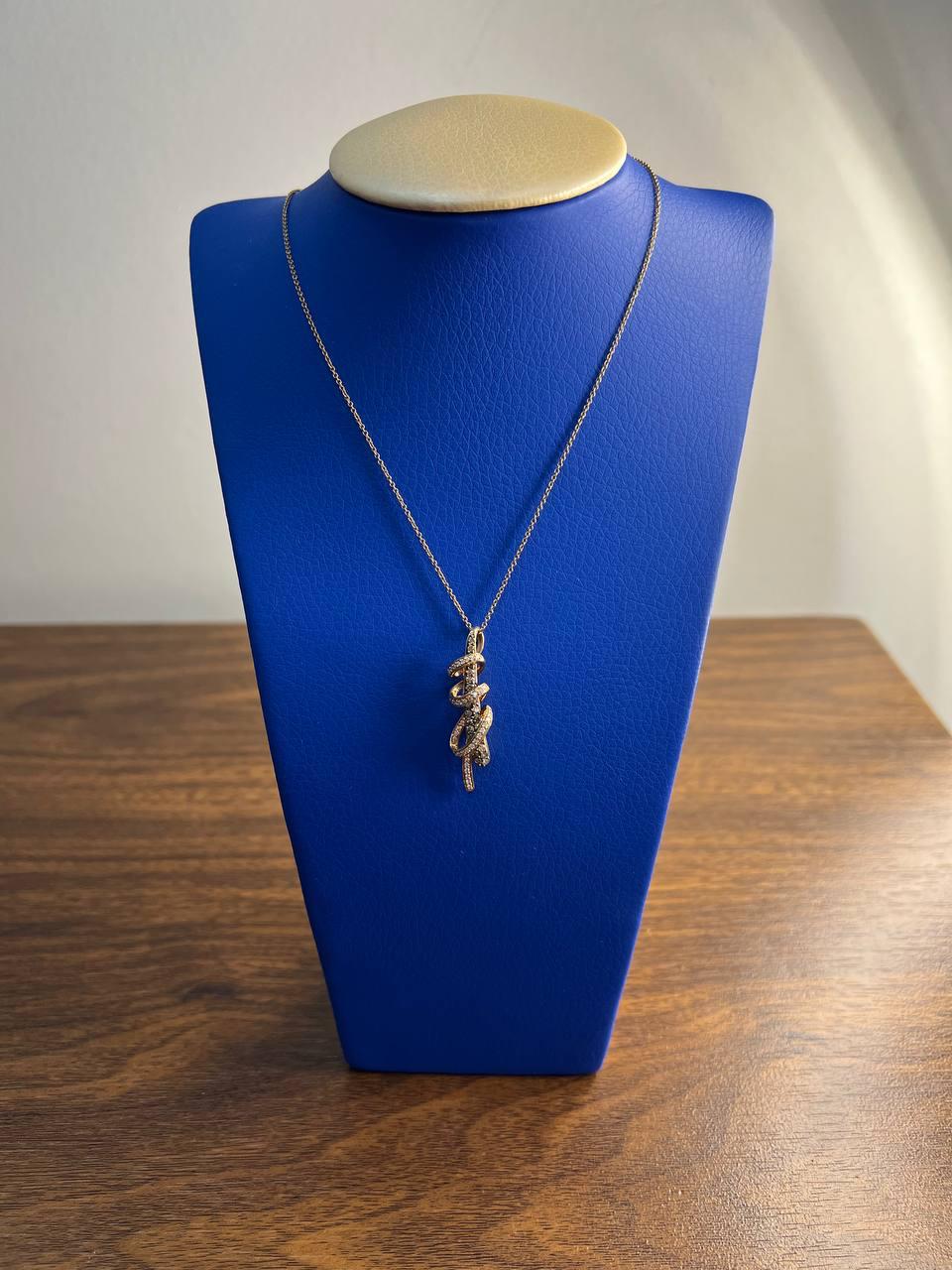 White Champagne Cognac Diamonds 18K Rose Gold Swirl Statement Pendant Necklace