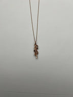 White Champagne Cognac Diamonds 18K Rose Gold Swirl Statement Pendant Necklace