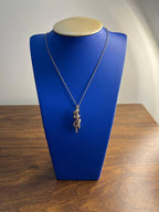 White Champagne Cognac Diamonds 18K Rose Gold Swirl Statement Pendant Necklace