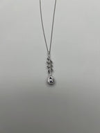 Small Blue Sapphire Pear Drop Diamond Halo Spiral White Gold Pendant Necklace