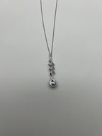 Small Blue Sapphire Pear Drop Diamond Halo Spiral White Gold Pendant Necklace