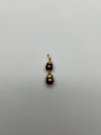 Two Tahitian Black Brown Pearls 18K Yellow Gold Brown Diamond Pave Charm Pendant