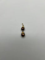 Two Tahitian Black Brown Pearls 18K Yellow Gold Brown Diamond Pave Charm Pendant