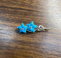 Teal Blue Turquoise Caved Floral Flower Diamonds 14K White Gold Pin Brooch