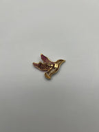 Pigeon Bird Peace Red Pink Ruby Rubies Diamonds Pave 14K Gold Pin Brooch