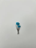 Teal Blue Turquoise Caved Floral Flower Diamonds 14K White Gold Pin Brooch