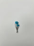Teal Blue Turquoise Caved Floral Flower Diamonds 14K White Gold Pin Brooch