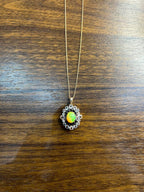 White Yellow Opal Black Diamond Halo Peach Morganite Rose Gold Pendant Necklace