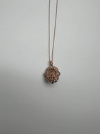 White Yellow Opal Black Diamond Halo Peach Morganite Rose Gold Pendant Necklace