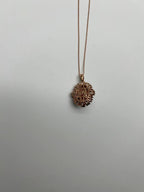 White Yellow Opal Black Diamond Halo Peach Morganite Rose Gold Pendant Necklace