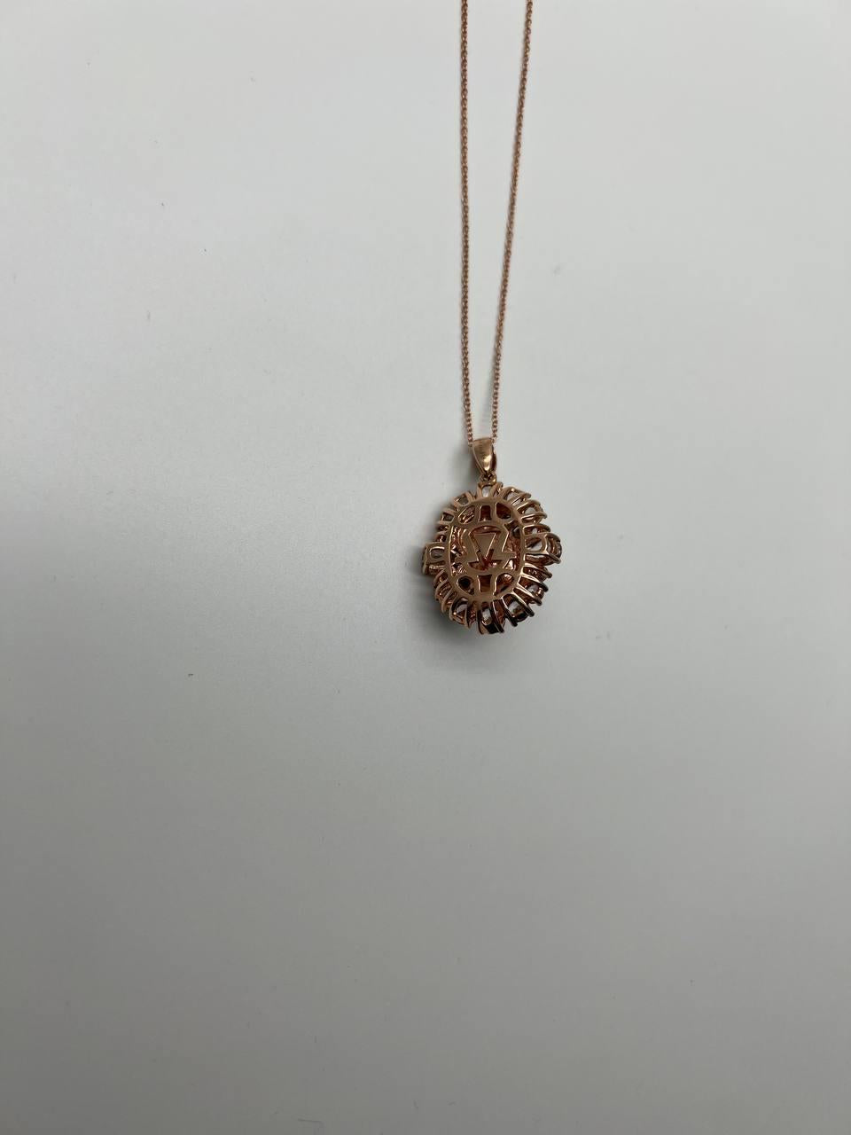 White Yellow Opal Black Diamond Halo Peach Morganite Rose Gold Pendant Necklace